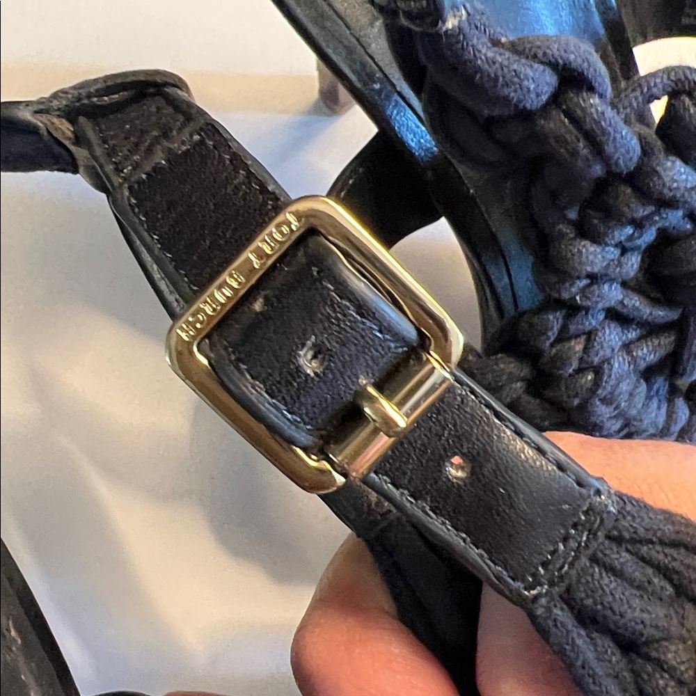 Tory Burch, 8.5, Navy Woven heels, elegant Heels, stunning EUC - Picture 11 of 13